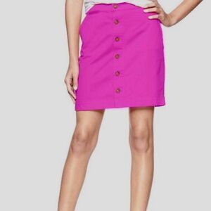 Gap Vintage Button Front Skirt in Hot Pink Fuchsia